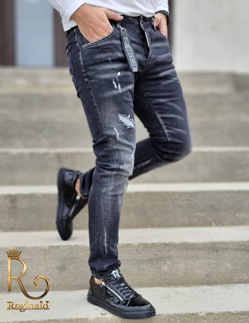 Blugi Denim Premium de bărbați, conici, slim fit,  2021 - BG798 - imagine 4