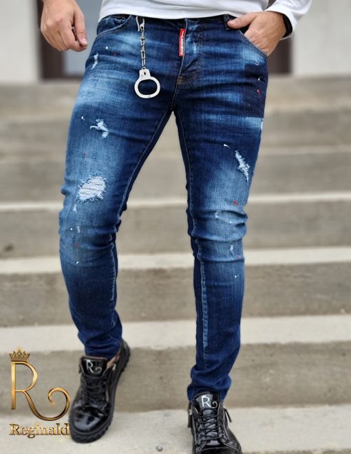 Blugi Denim Premium de bărbați, conici, slim fit,  2021 - BG802 - imagine 4