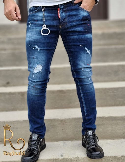 Blugi Denim Premium de bărbați, conici, slim fit,  2021 - BG802 - imagine 3