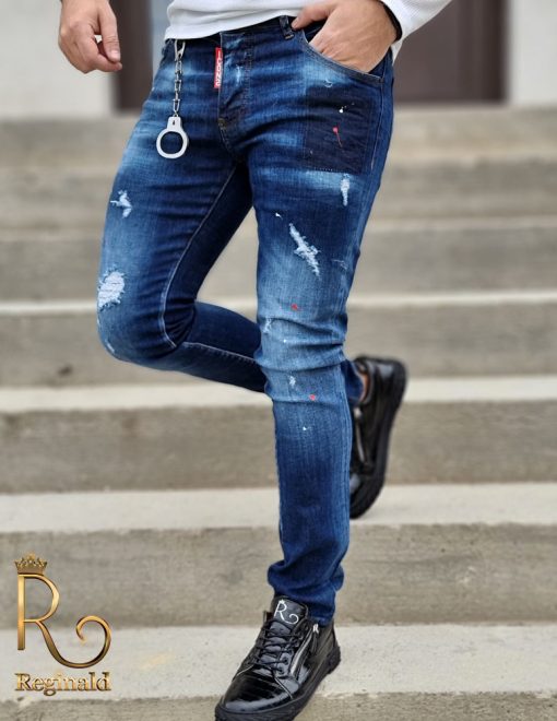 Blugi Denim Premium de bărbați, conici, slim fit,  2021 - BG802 - imagine 2