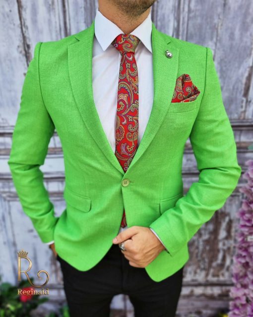 Sacou de barbati, Slim-Fit, verde aprins - SC417