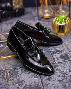 Mens black shiny on sale loafers