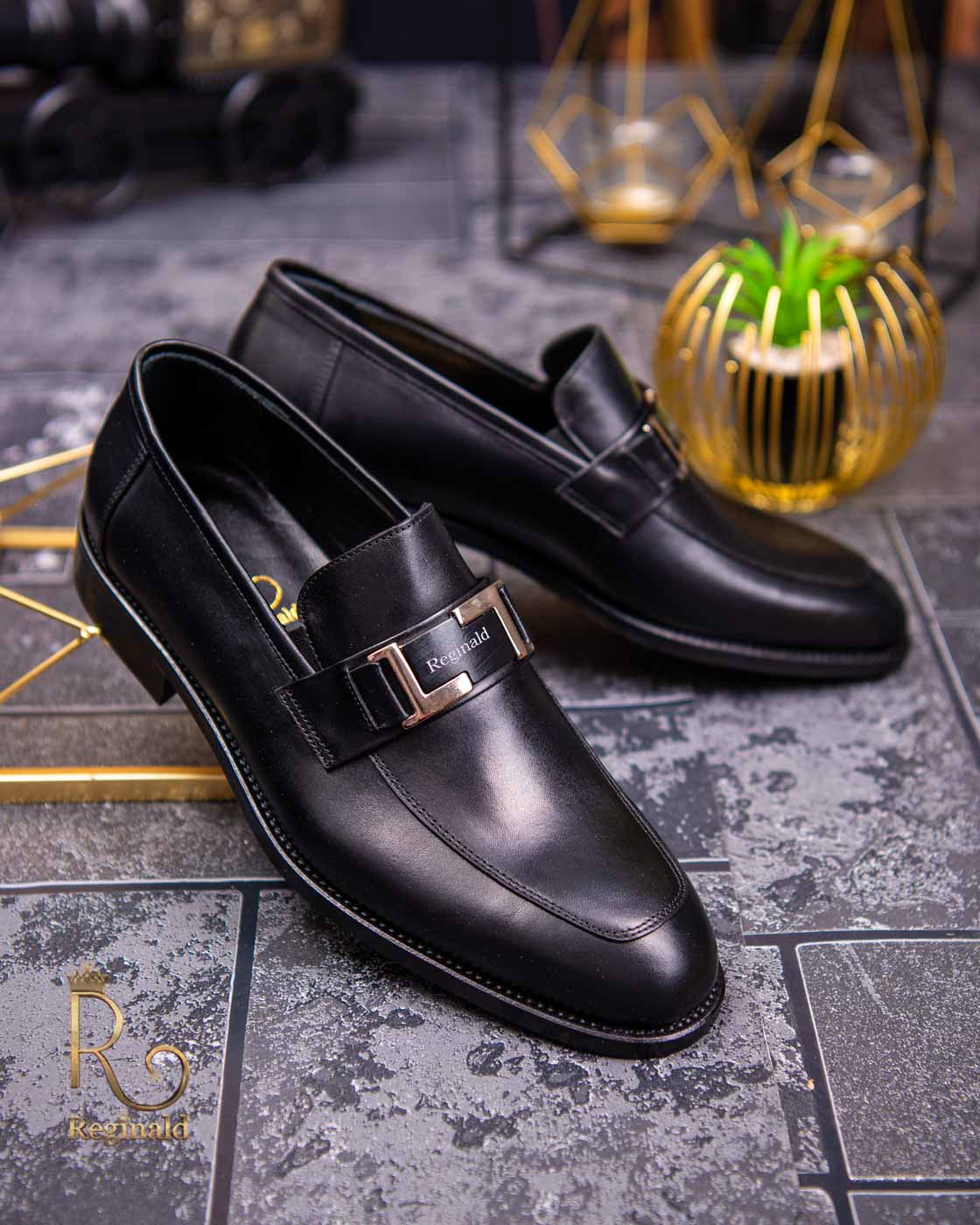 Pantofi Loafers de barbati negri, din piele naturala Reginald - P1397