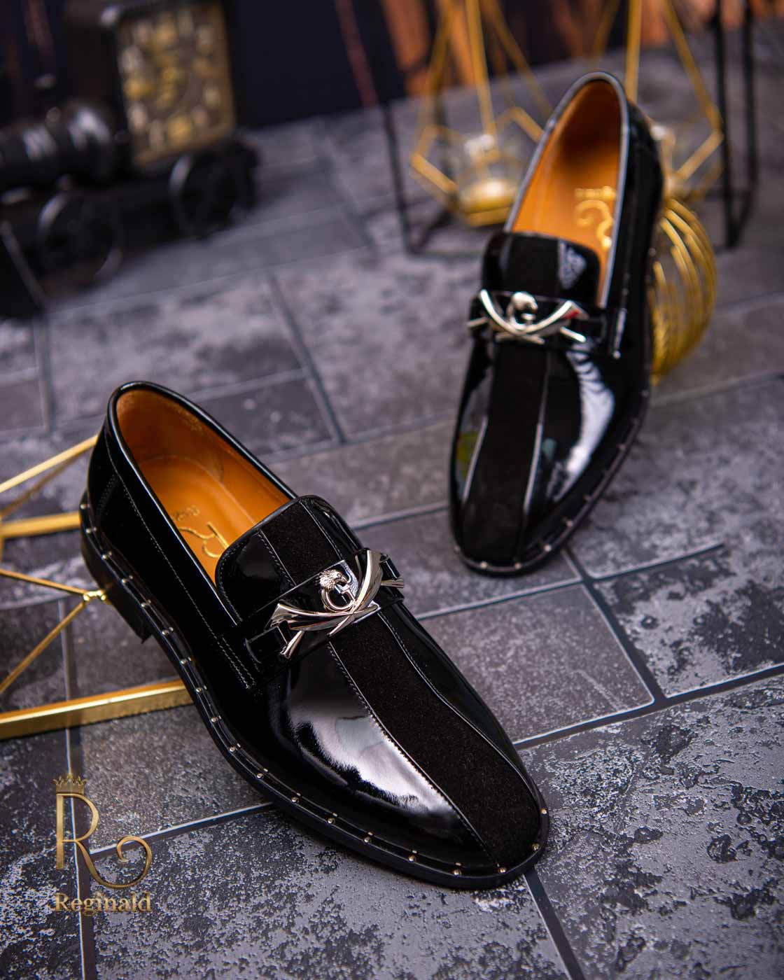 Louis Vuitton Black Patent Velvet Men Loafers Moccasins 10.5 US