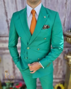 Costume Homme Vert Croisé - Veste et Pantalon - C4196