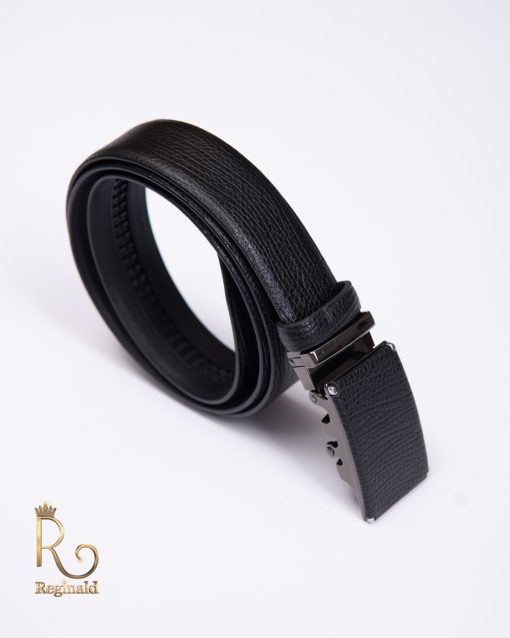 Curea din piele neagra cu catarama metalica  - CP299