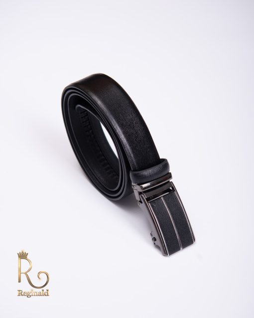 Curea din piele neagra cu catarama metalica  - CP302