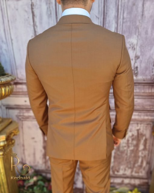 Costum elegant de bărbați, Cappuccino cu butoni aurii, Sacou si Pantalon - C3722 - imagine 5