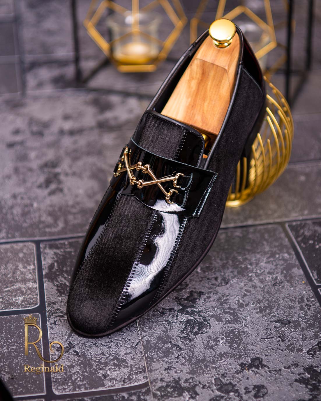 Luksus Decode modtagende Loafers sko til mænd i naturlæder, sort med fløjl - P1351