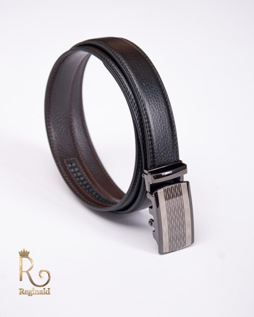 Curea din piele Neagra cu catarama automata metalica  - CP382