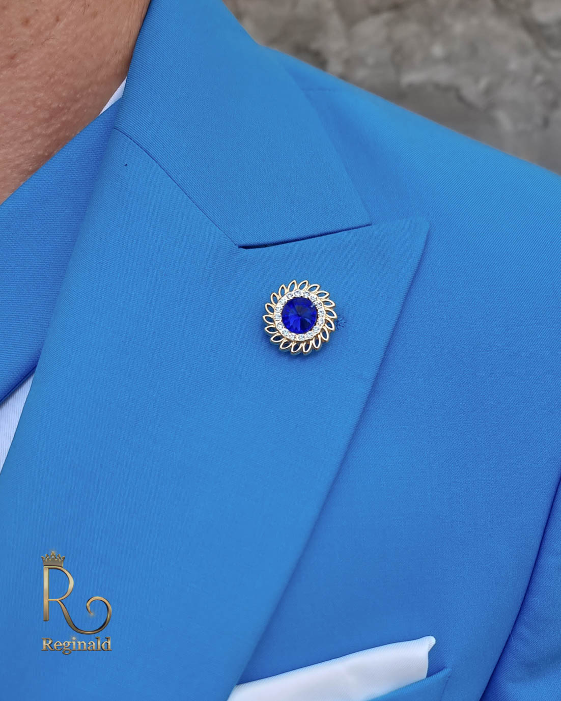 Chaqueta de terciopelo azul rey con un botón para hombre, chaqueta de traje  con solapa de pico, Azul Real