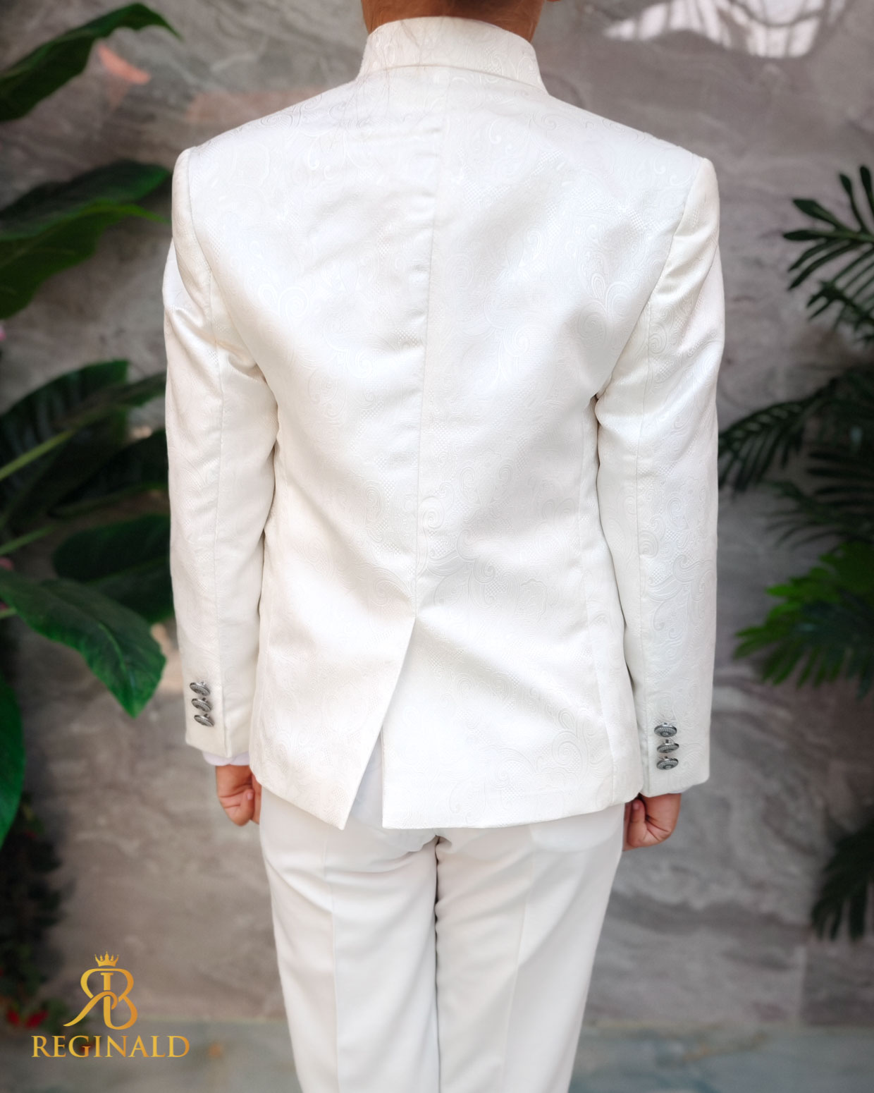 Costum alb ivoire ceremonie copii set 4 piese - K5187-4