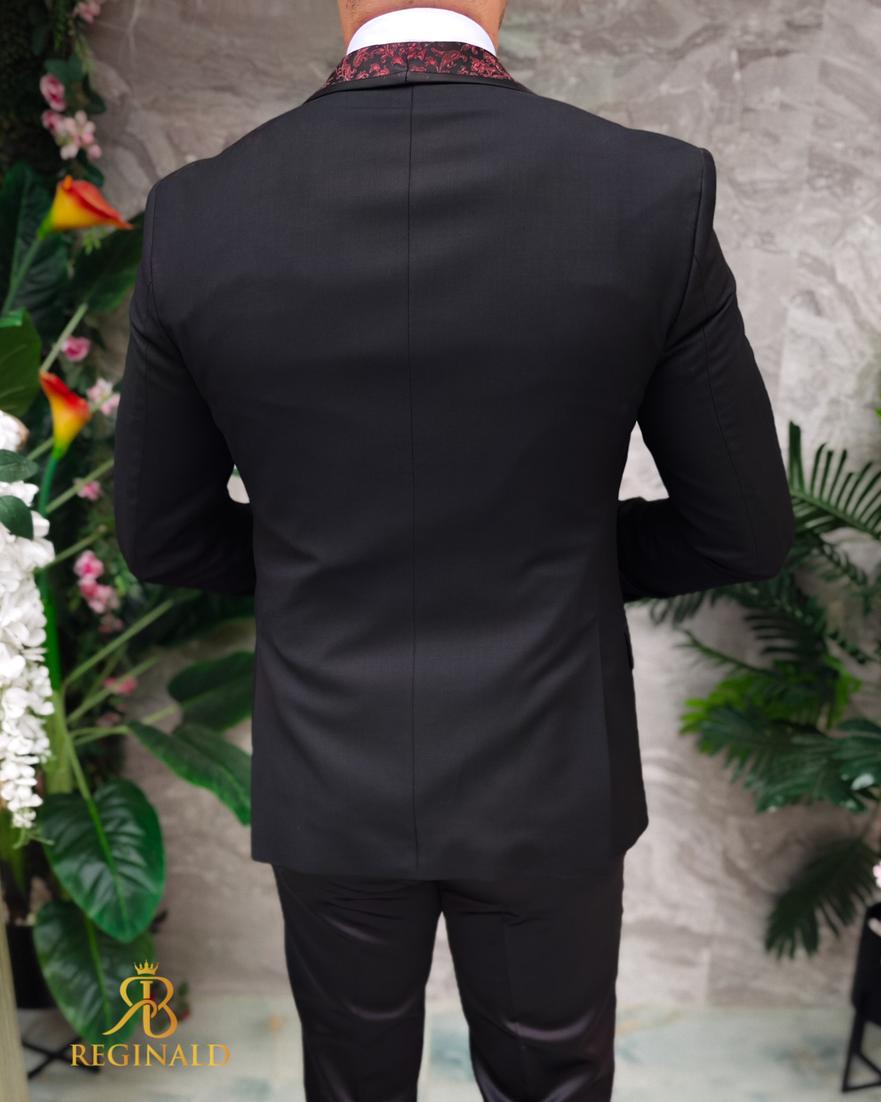 Costum negru NAS/MIRE, Sacou, Vesta, Pantalon, Cravata- C4826