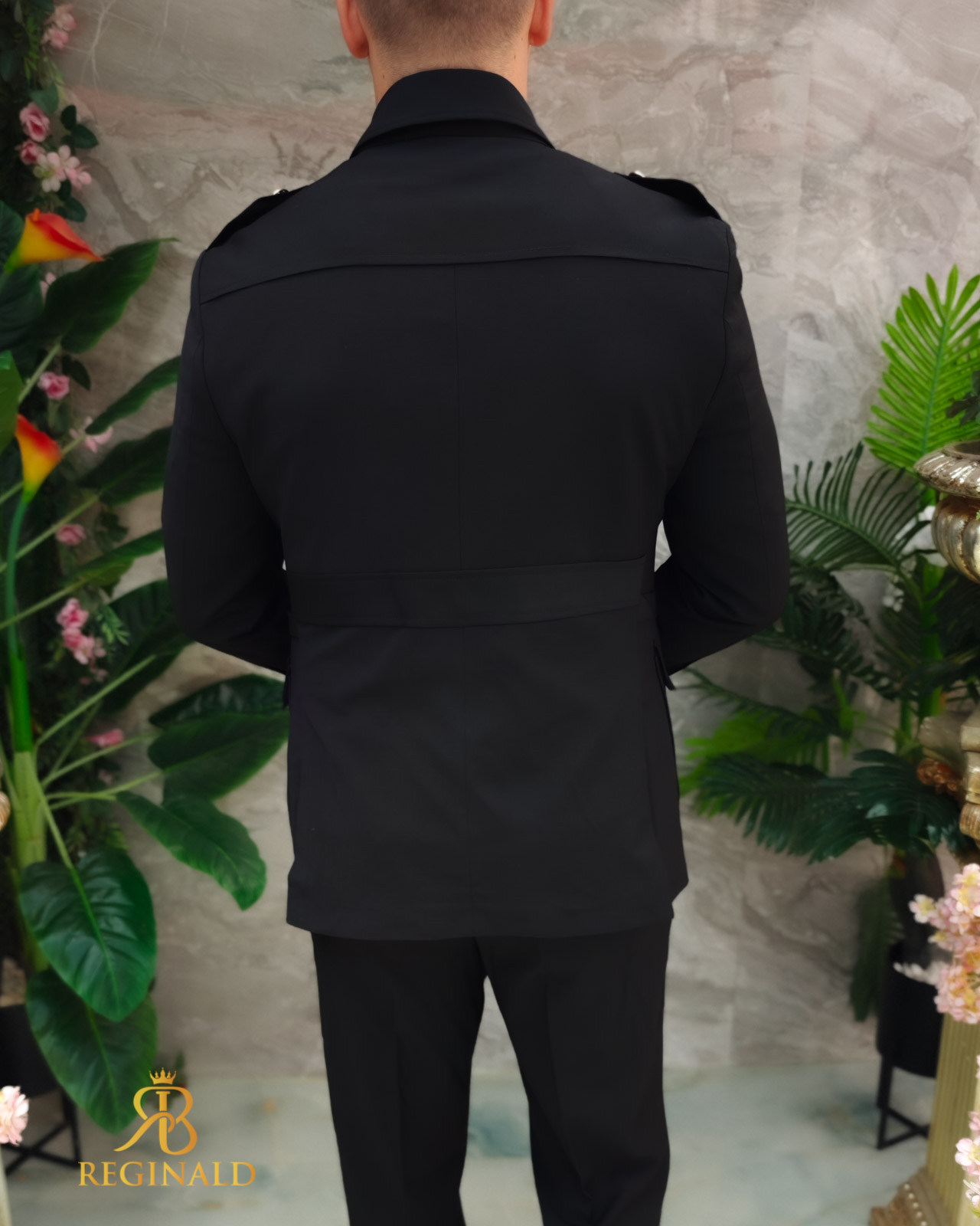 Costum SAFARI negru Sacou si Pantalon- C4941