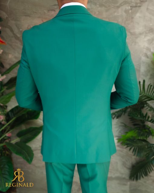 Costum verde cu butoni aurii: Sacou, Vesta si Pantalon - C3414 - imagine 7