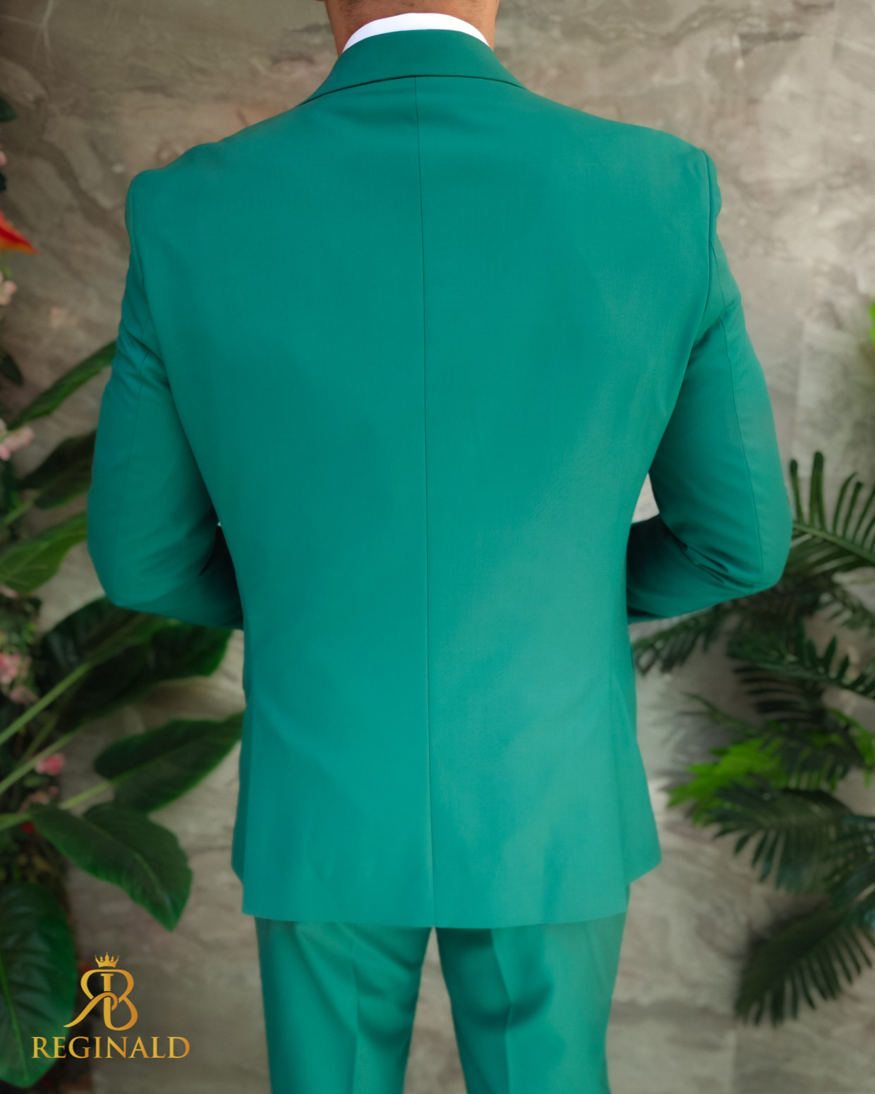 Costum verde cu butoni aurii: Sacou, Vesta si Pantalon - C3414 - 2 | YEO