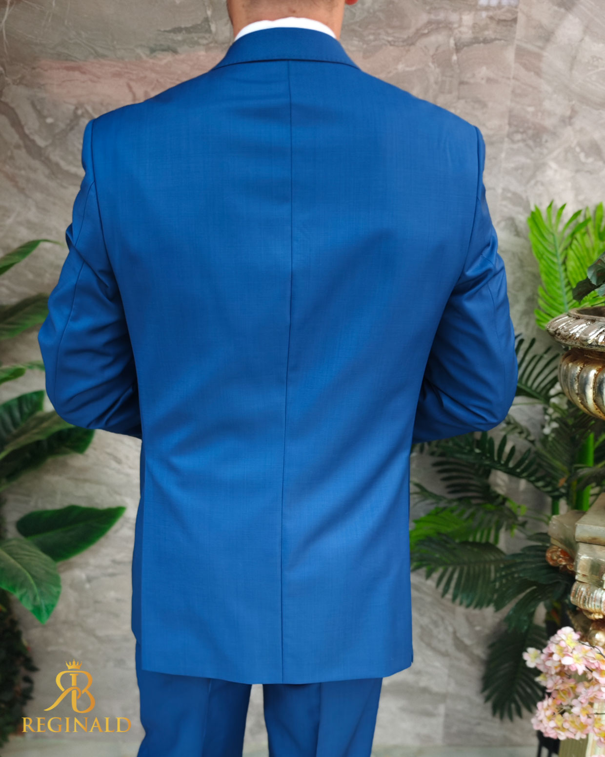 Costum de barbati albastru, Regular-Fit: Sacou si Pantalon - C4991