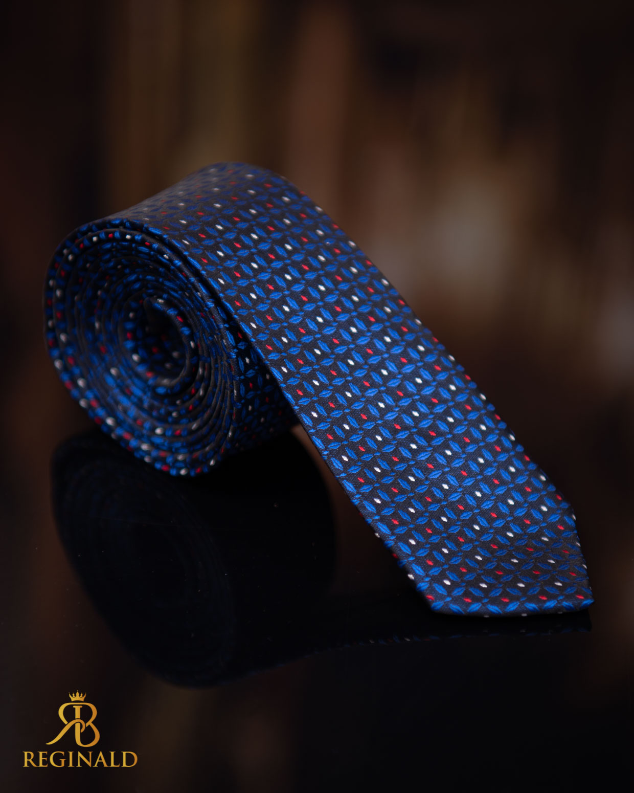 Cravata de bărbați, Albastru cu model - CV1011