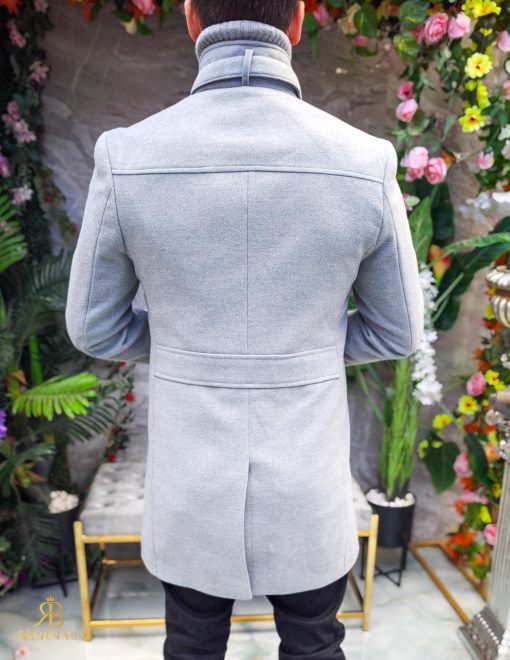 Palton de bărbați, Slim Fit, Gri, Guler textil detașabil - PT441 - imagine 10