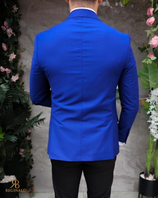 Sacou Albastru de bărbați, Double Breasted, croiala Slim Fit- SC1026 - imagine 6