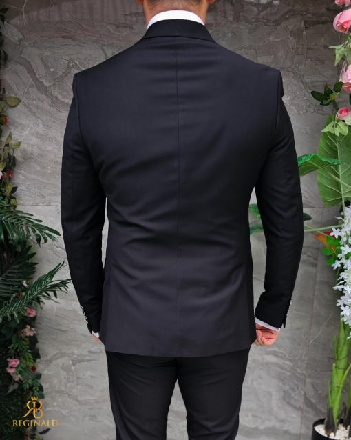 Sacou Negru de bărbați, Double Breasted, croiala Slim Fit- SC1030 - imagine 5