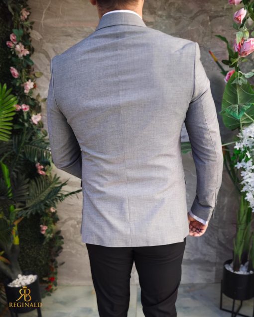 Sacou Gri de bărbați, Double Breasted, croiala Slim Fit- SC1041 - imagine 9