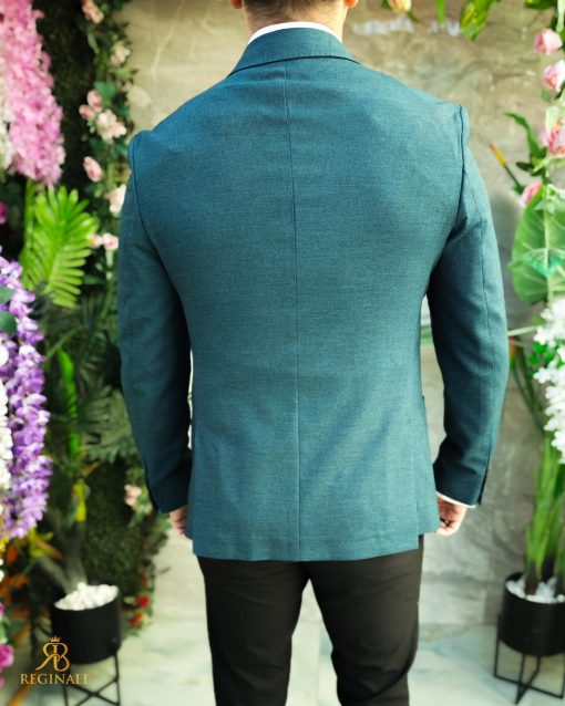 Sacou Verde texturat de bărbați, croiala Slim Fit- SC1044 - imagine 4