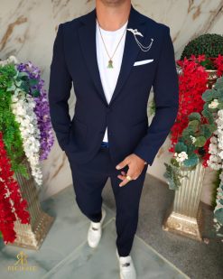 Costum de bărbați, Bleumarin, elastic: Sacou si Pantalon cu snur- C5204