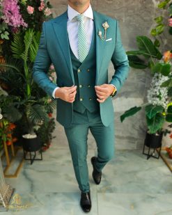 Costum de bărbați, Verde: Sacou, Vesta si Pantalon - C5196