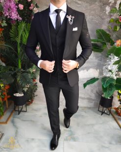 Costum de bărbați, Negru: Sacou, Vesta si Pantalon - C5190