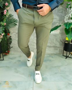 Pantaloni Verzi de bărbați, Slim Fit, Conici– PN841