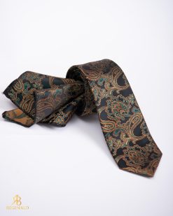 Set Cravata si batista, Neagra cu model - CV1072