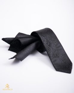 Set Cravata si batista, Neagra cu model - CV1079