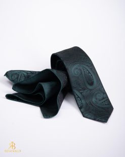 Set Cravata si batista, Verde Inchis cu model - CV1083