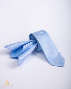 Set Cravata si batista, Bleu cu model - CV1067
