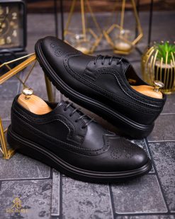 Pantofi Casual de bărbați din piele naturala, negru- P1846